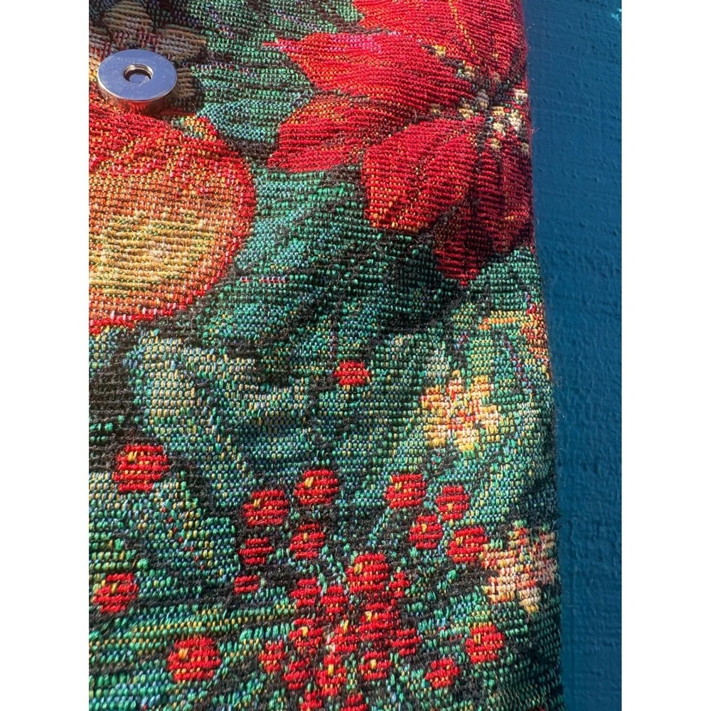 Toby Weston Vintage Tapestry Poinsettia Floral Crossbody Bag Holiday Christmas - Picture 4 of 9